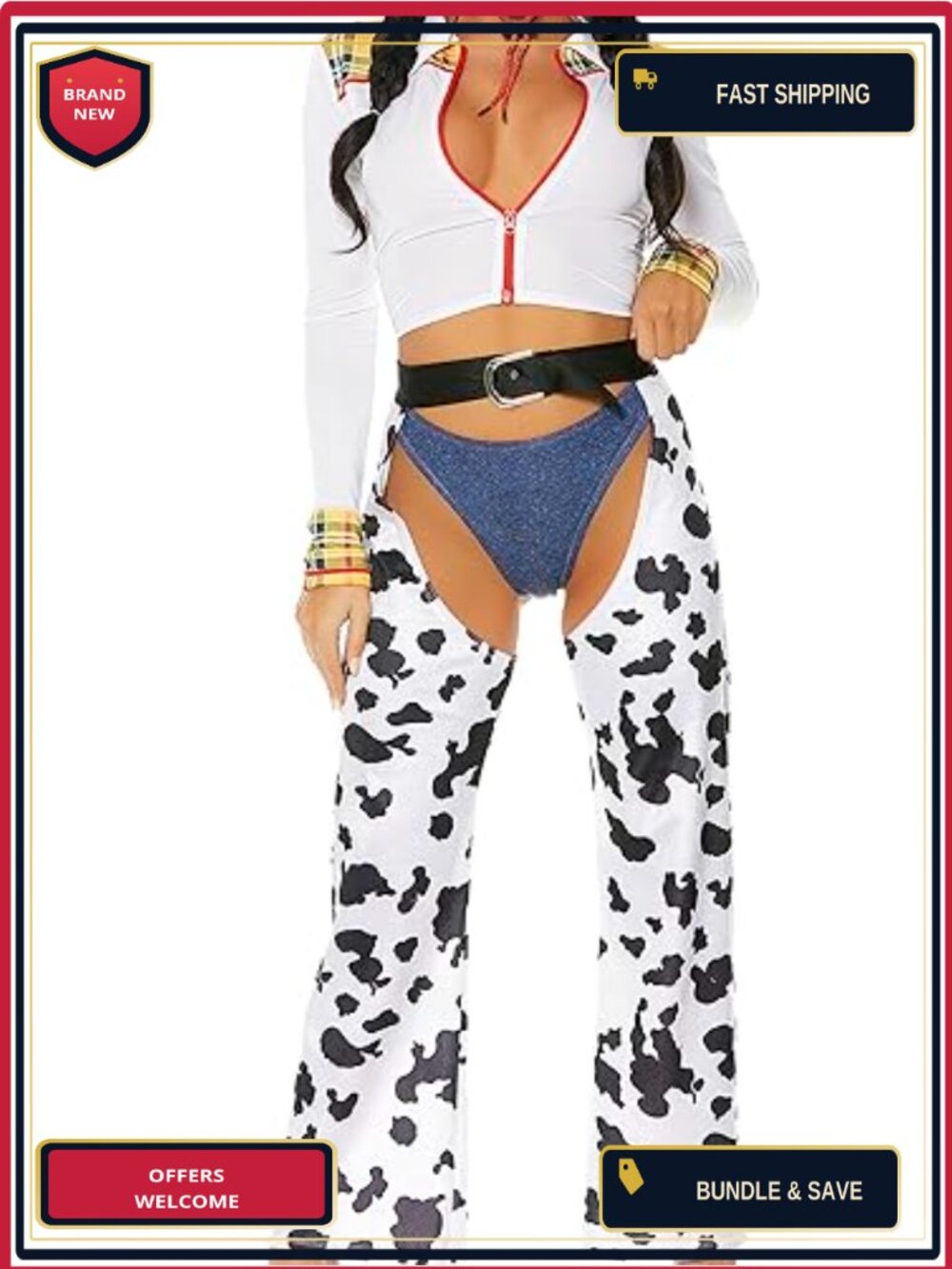 Forplay Keep It Light Cowgirl Costume Top Panty Chaps